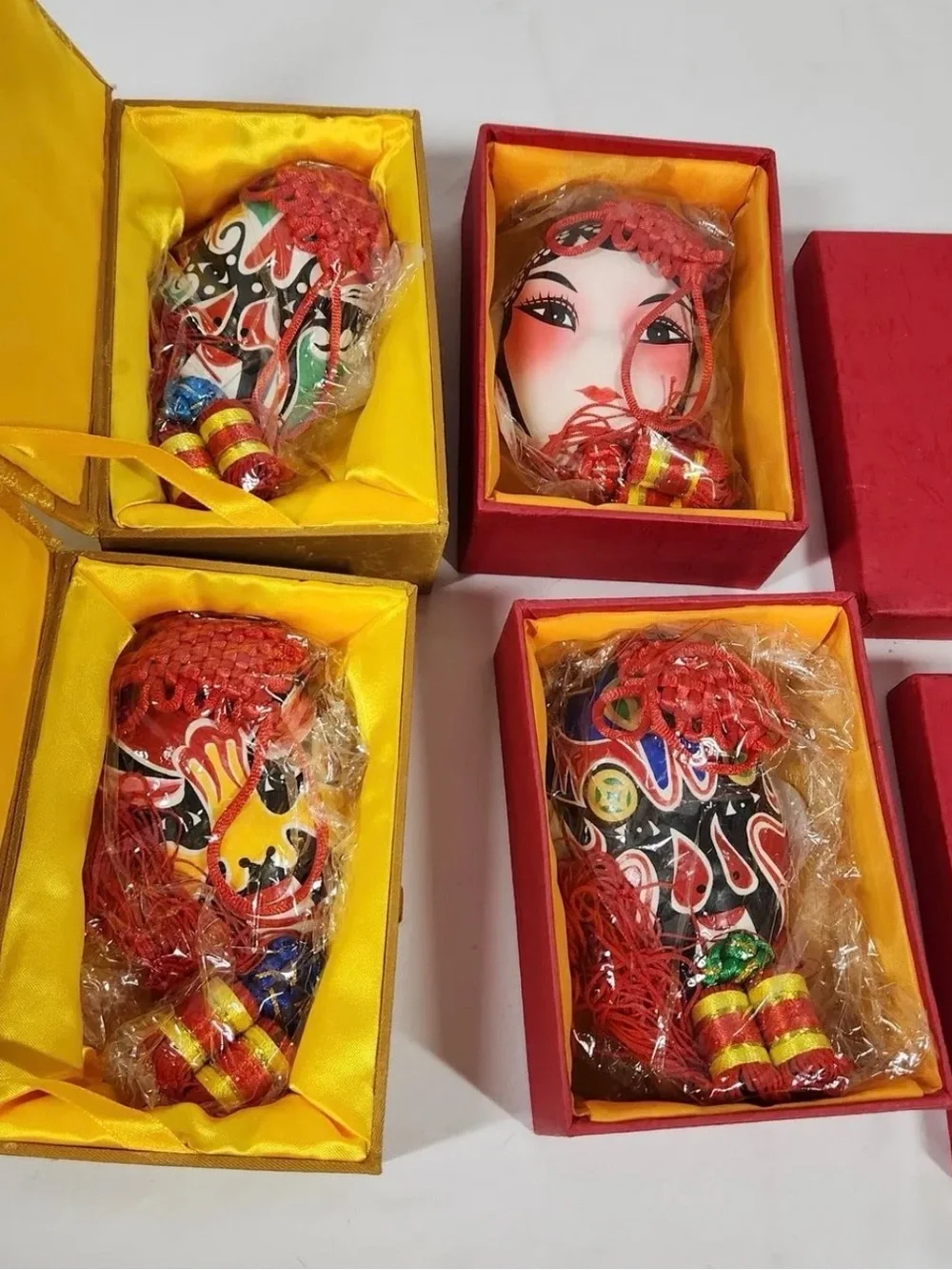 Red Decorative Chinese Opera Face Mask Ornaments - Set by